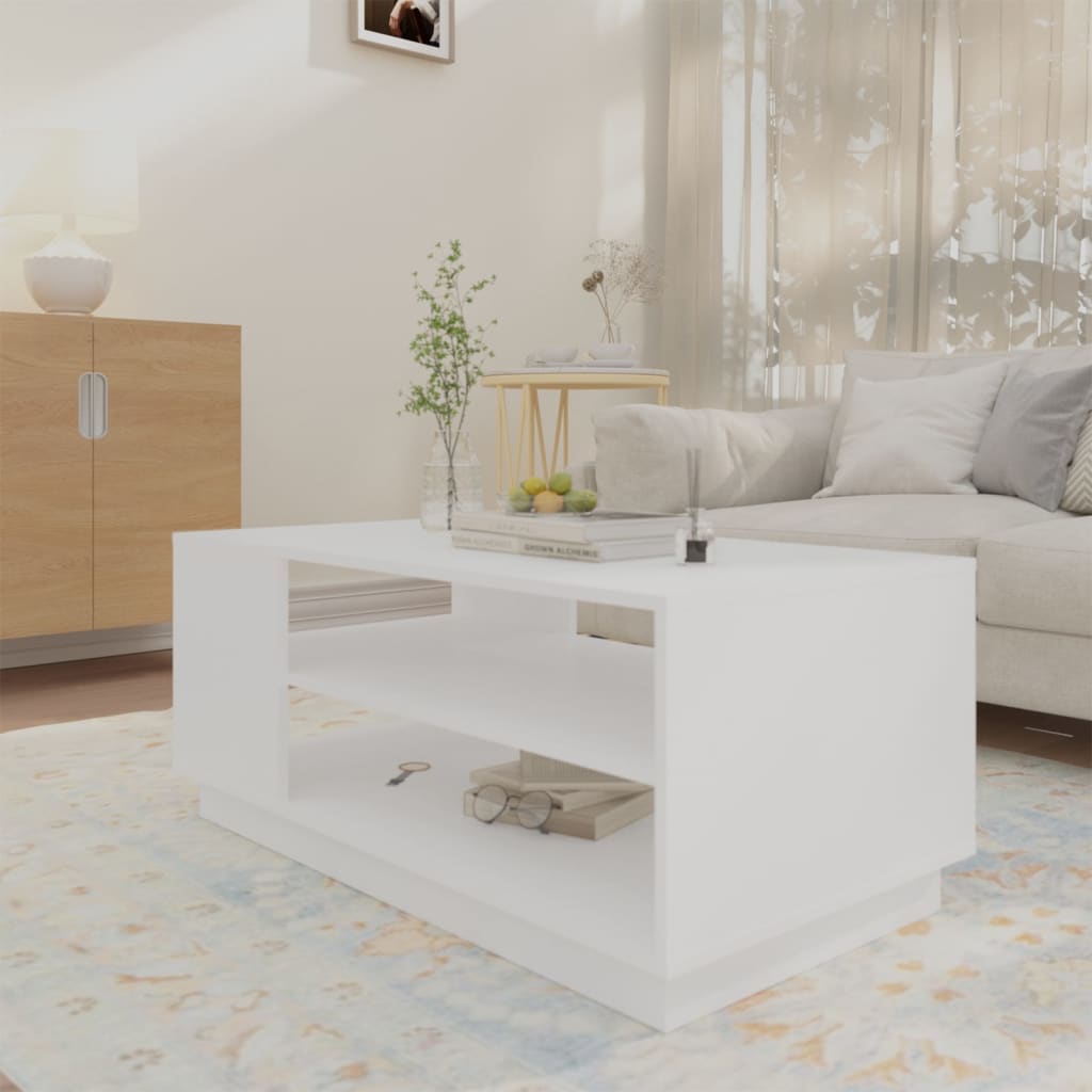 Table basse blanc 102x55x43 cm bois d'ingénierie - XIOS