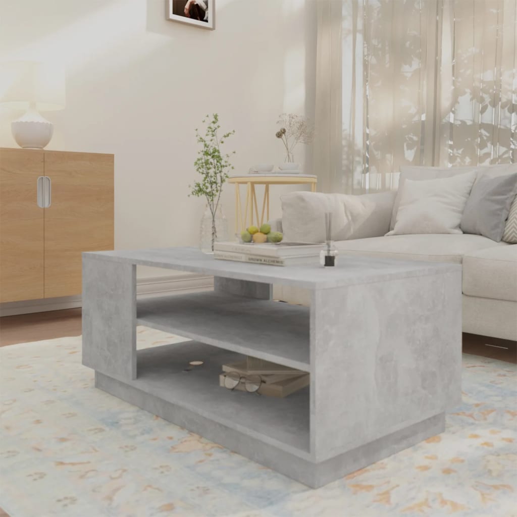 Table basse gris béton 102x55x43 cm bois d'ingénierie - XIOS