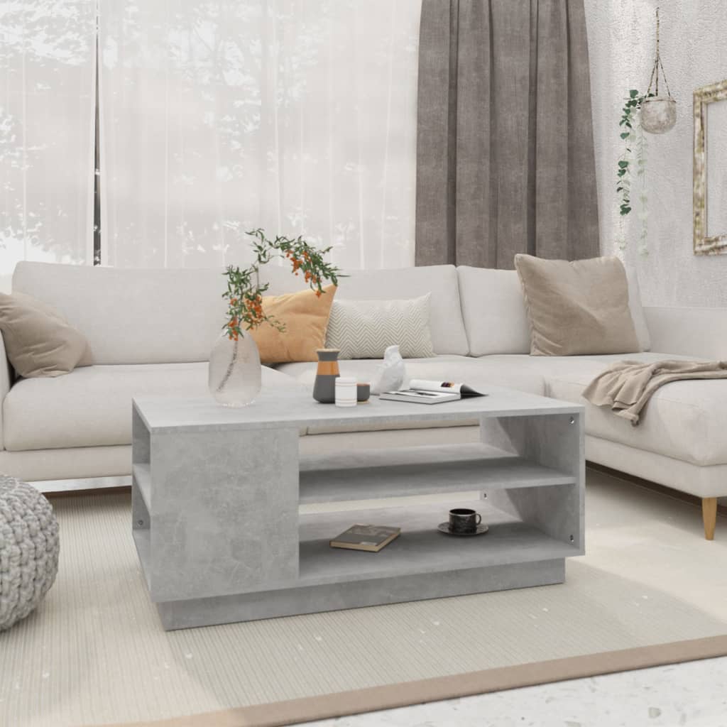 Table basse gris béton 102x55x43 cm bois d'ingénierie - XIOS