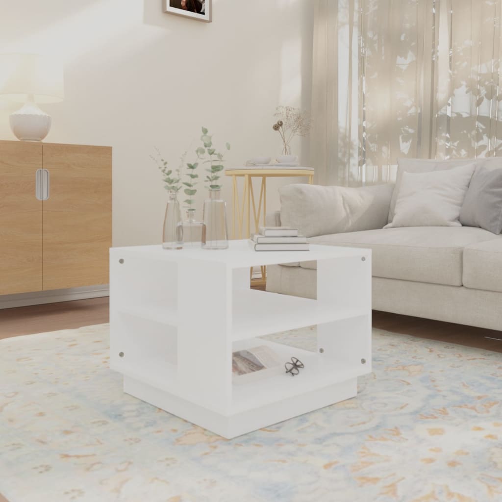 Table basse blanc 55x55x43 cm bois d'ingénierie - XIOS