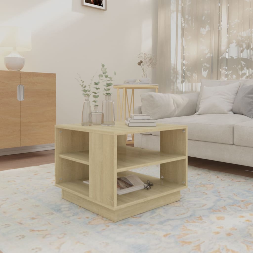 Table basse chêne sonoma 55x55x43 cm bois d'ingénierie - XIOS
