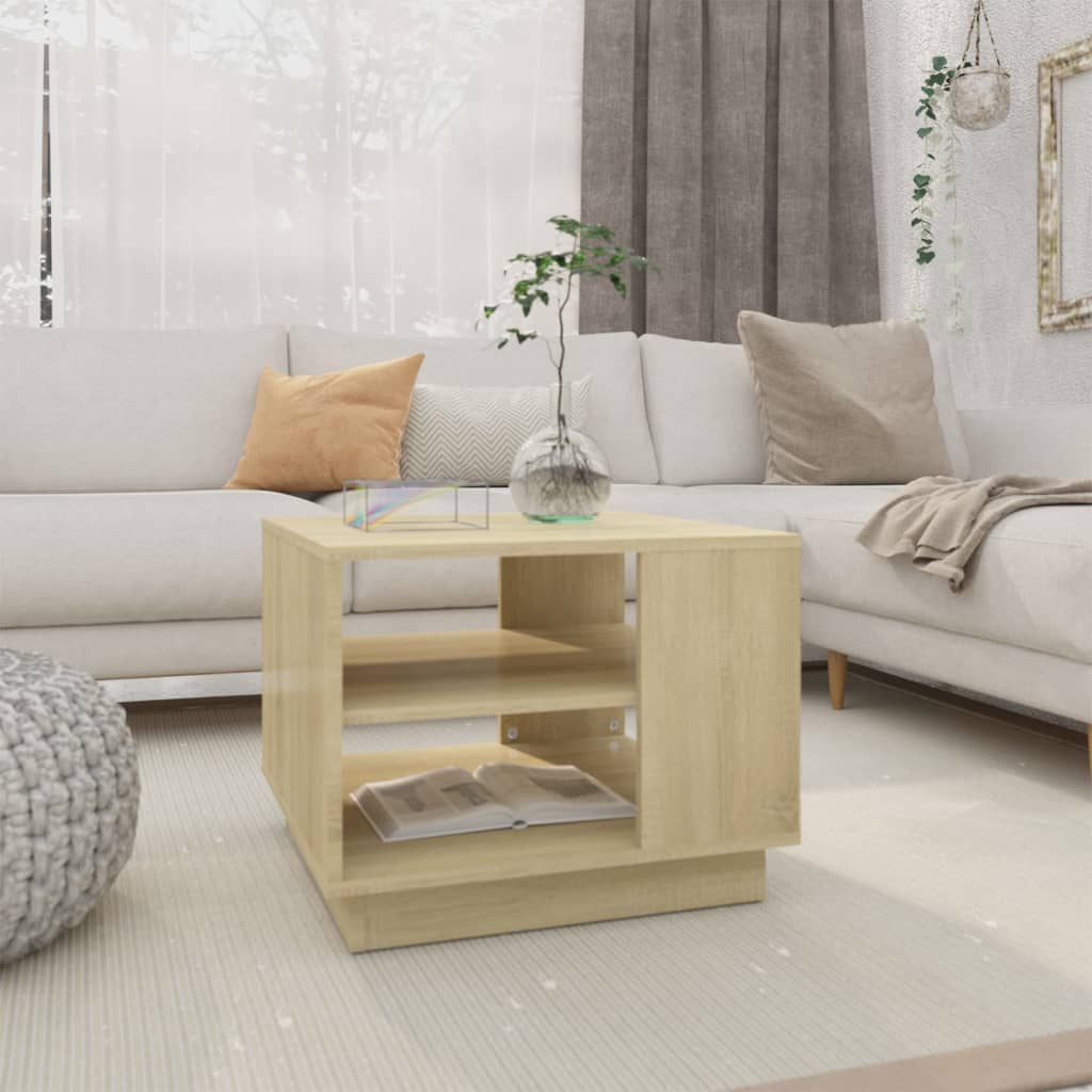 Table basse chêne sonoma 55x55x43 cm bois d'ingénierie - XIOS