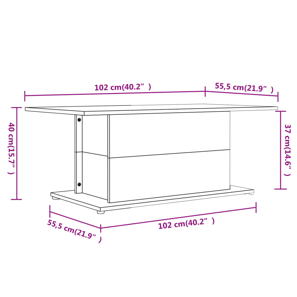 Table basse gris béton 102x55,5x40 cm bois d'ingénierie - XIOS