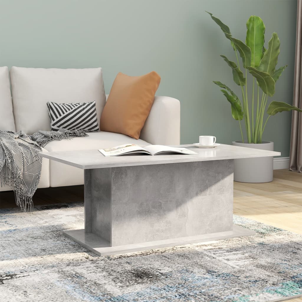 Table basse gris béton 102x55,5x40 cm bois d'ingénierie - XIOS