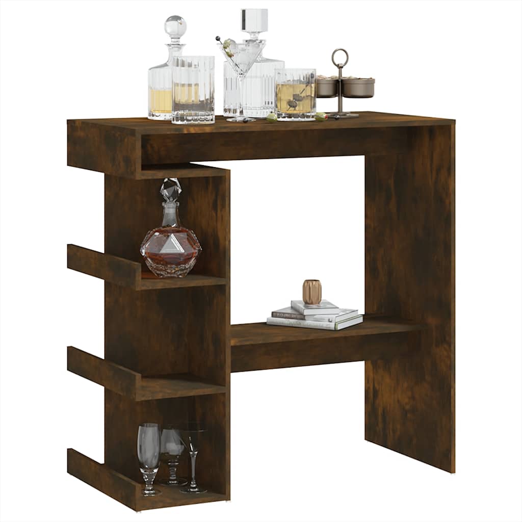 Table de bar et étagère de rangement chêne fumé bois ingénierie - XIOS