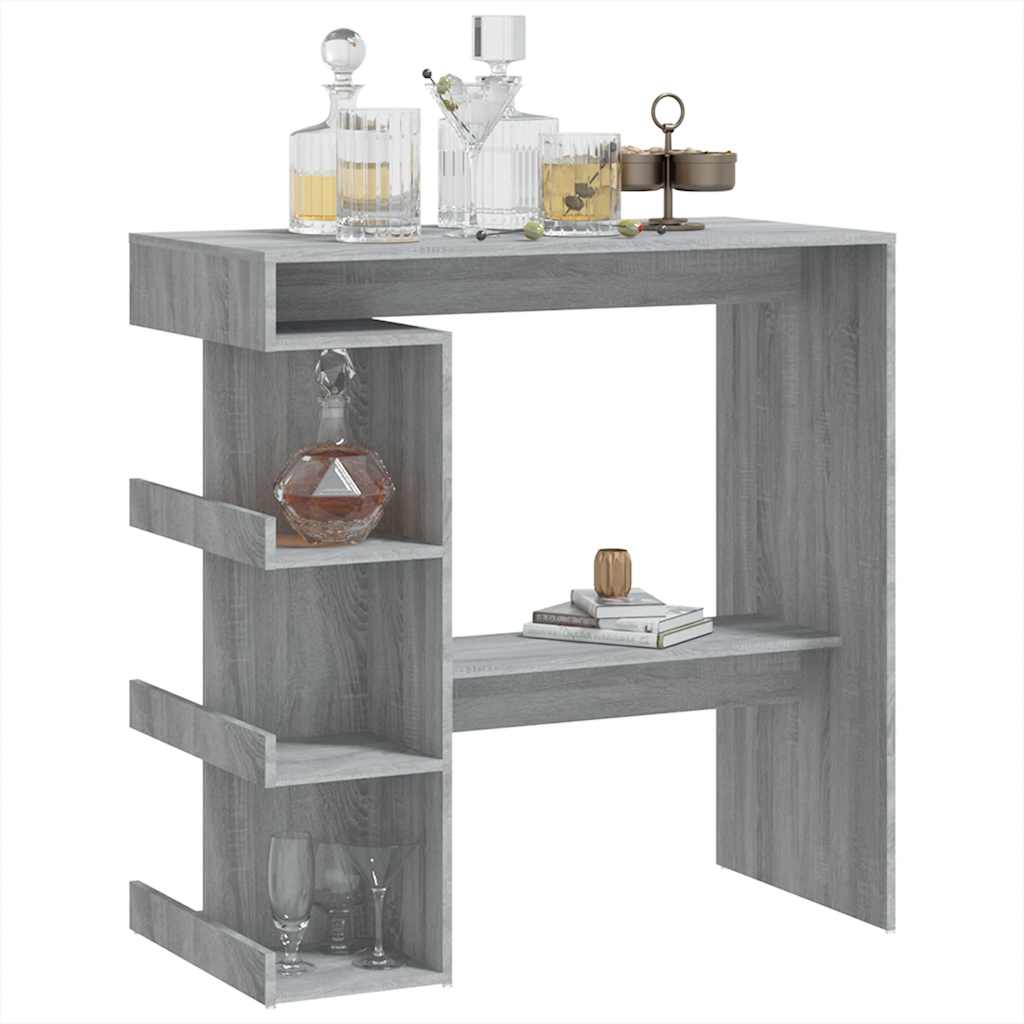 Table de bar et étagère de rangement Sonoma gris 100x50x101,5cm - XIOS