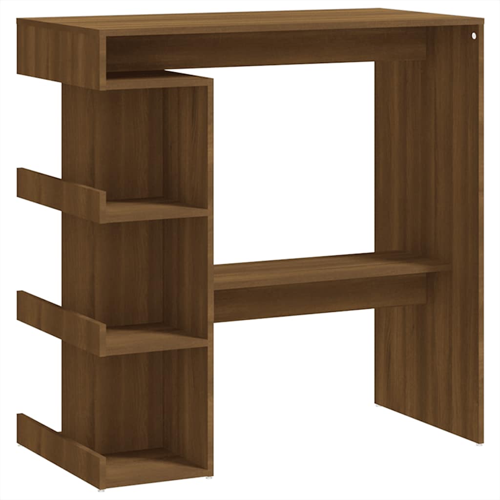 Table de bar étagère de rangement chêne marron bois ingénierie - XIOS