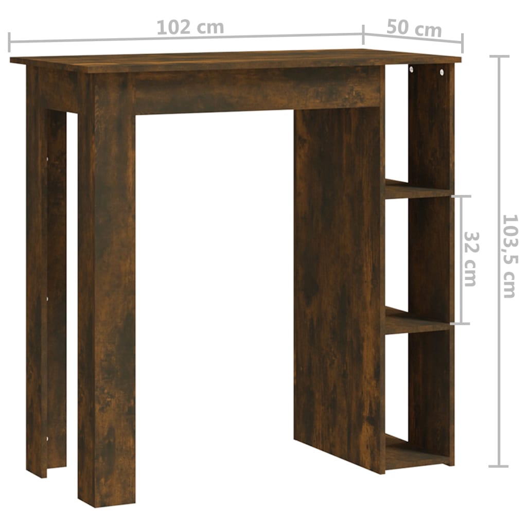 Table de bar avec étagère chêne fumé bois d'ingénierie - XIOS