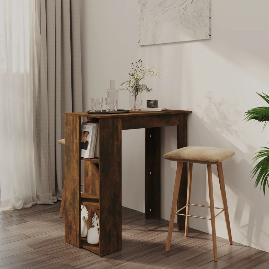 Table de bar avec étagère chêne fumé bois d'ingénierie - XIOS