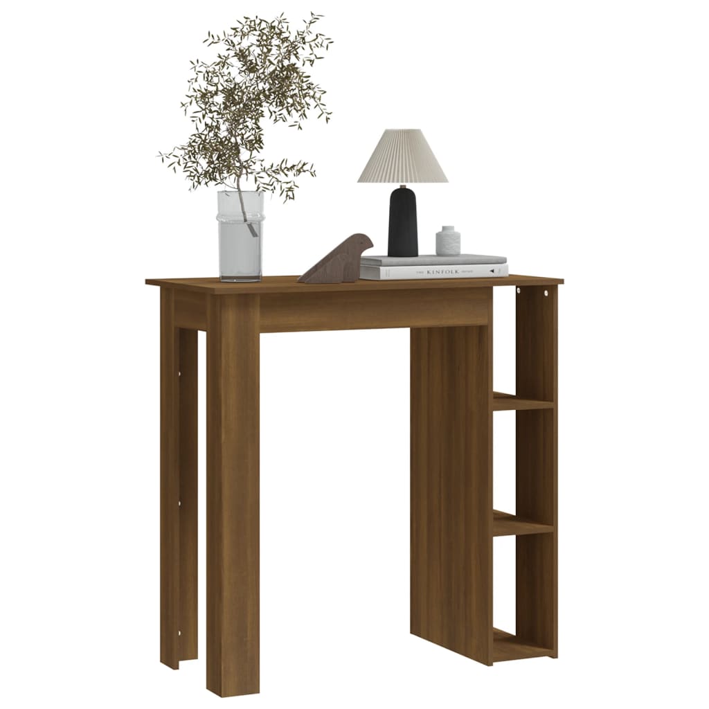 Table de bar avec étagère chêne marron bois d'ingénierie - XIOS