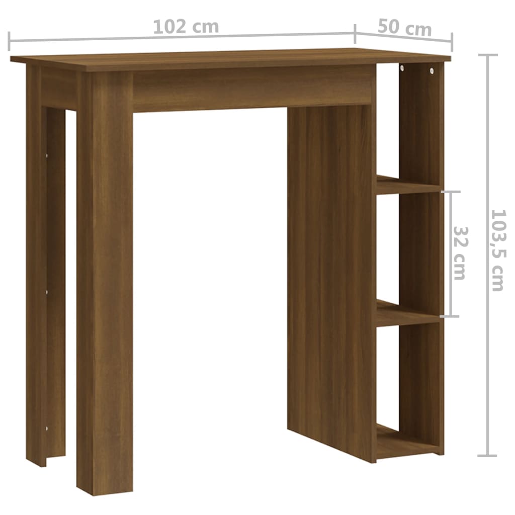 Table de bar avec étagère chêne marron bois d'ingénierie - XIOS