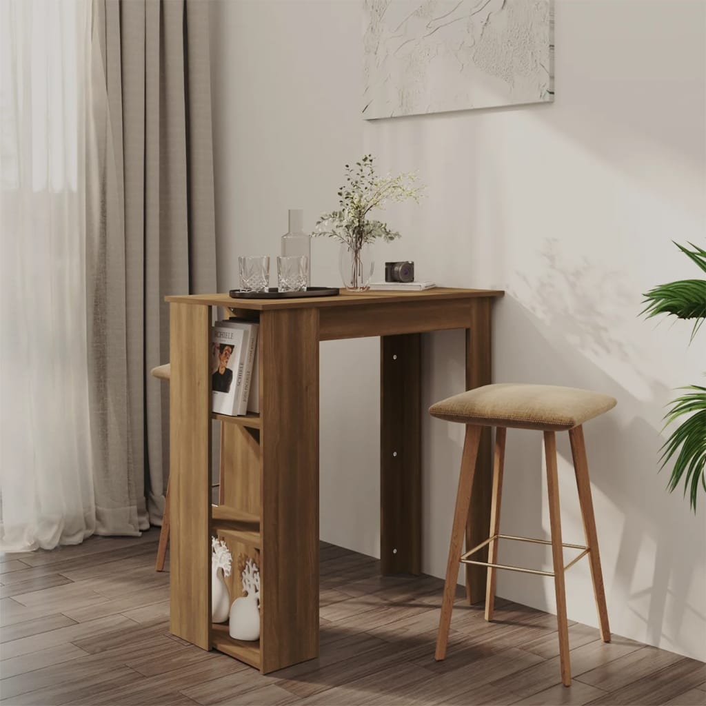 Table de bar avec étagère chêne marron bois d'ingénierie - XIOS