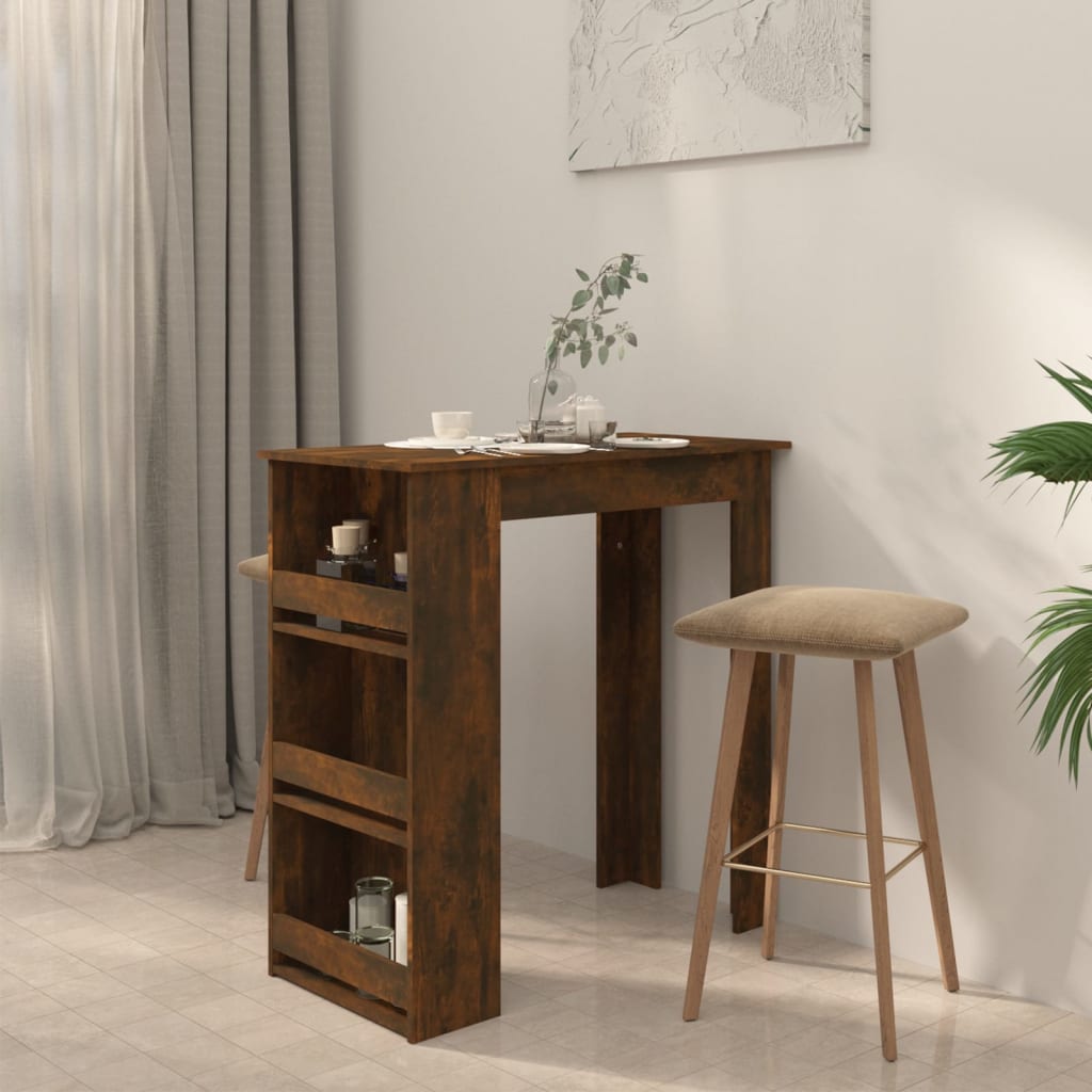 Table de bar et étagère de rangement Chêne fumé 102x50x103,5 cm - XIOS
