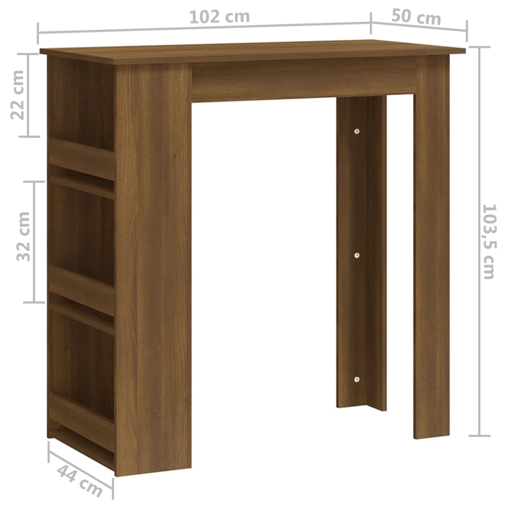 Table de bar et rangement chêne marron bois d'ingénierie - XIOS