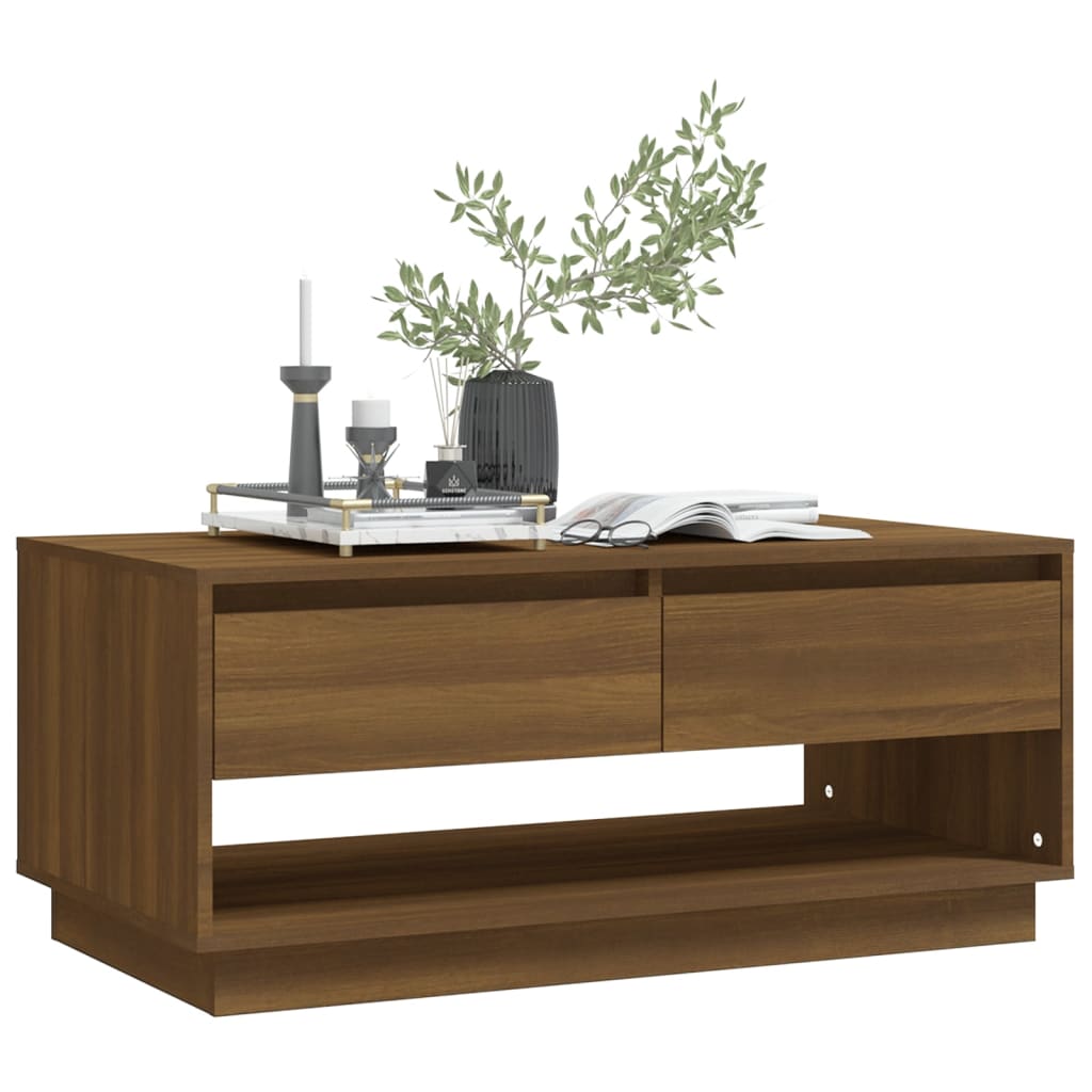 Table basse Chêne marron 102,5x55x44 cm Bois d'ingénierie - XIOS
