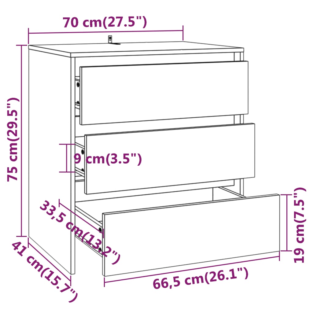 Buffet Sonoma gris 70x41x75 cm Bois d'ingénierie - XIOS
