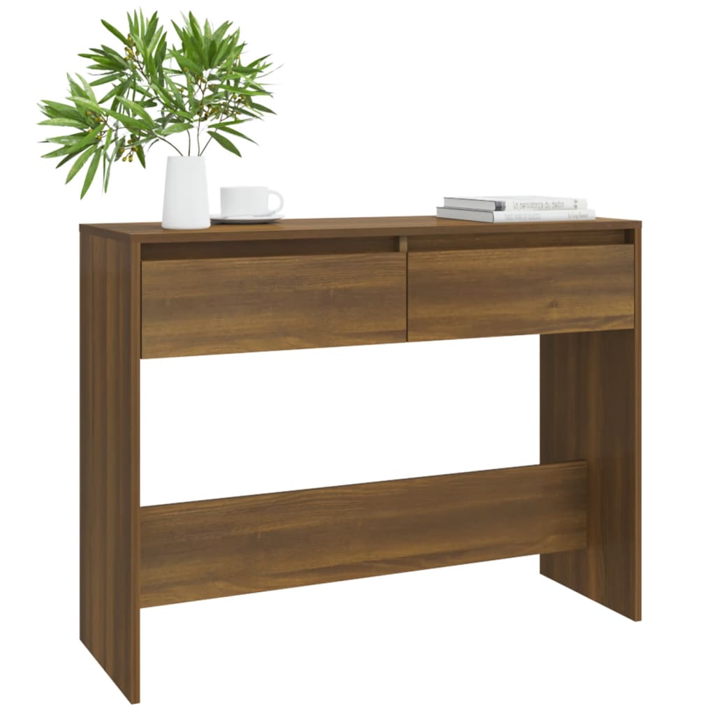 Table console chêne marron 100x35x76,5 cm bois d'ingénierie - XIOS
