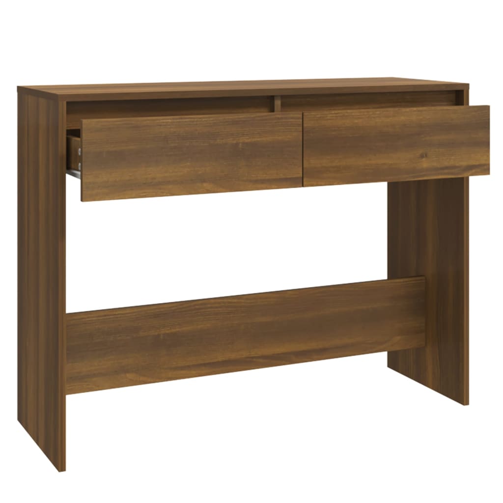 Table console chêne marron 100x35x76,5 cm bois d'ingénierie - XIOS