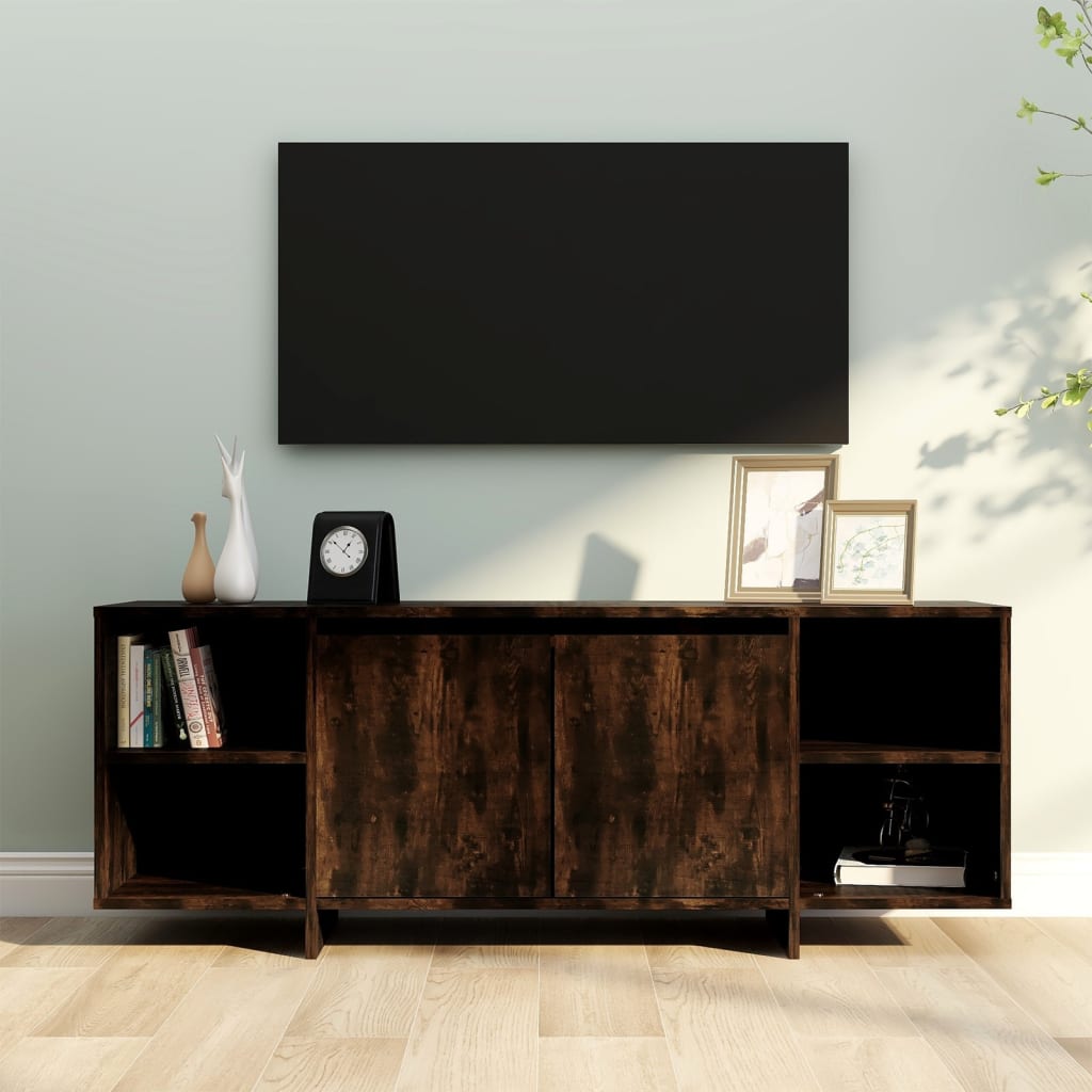 Meuble TV chêne fumé 130x35x50 cm bois d'ingénierie - XIOS