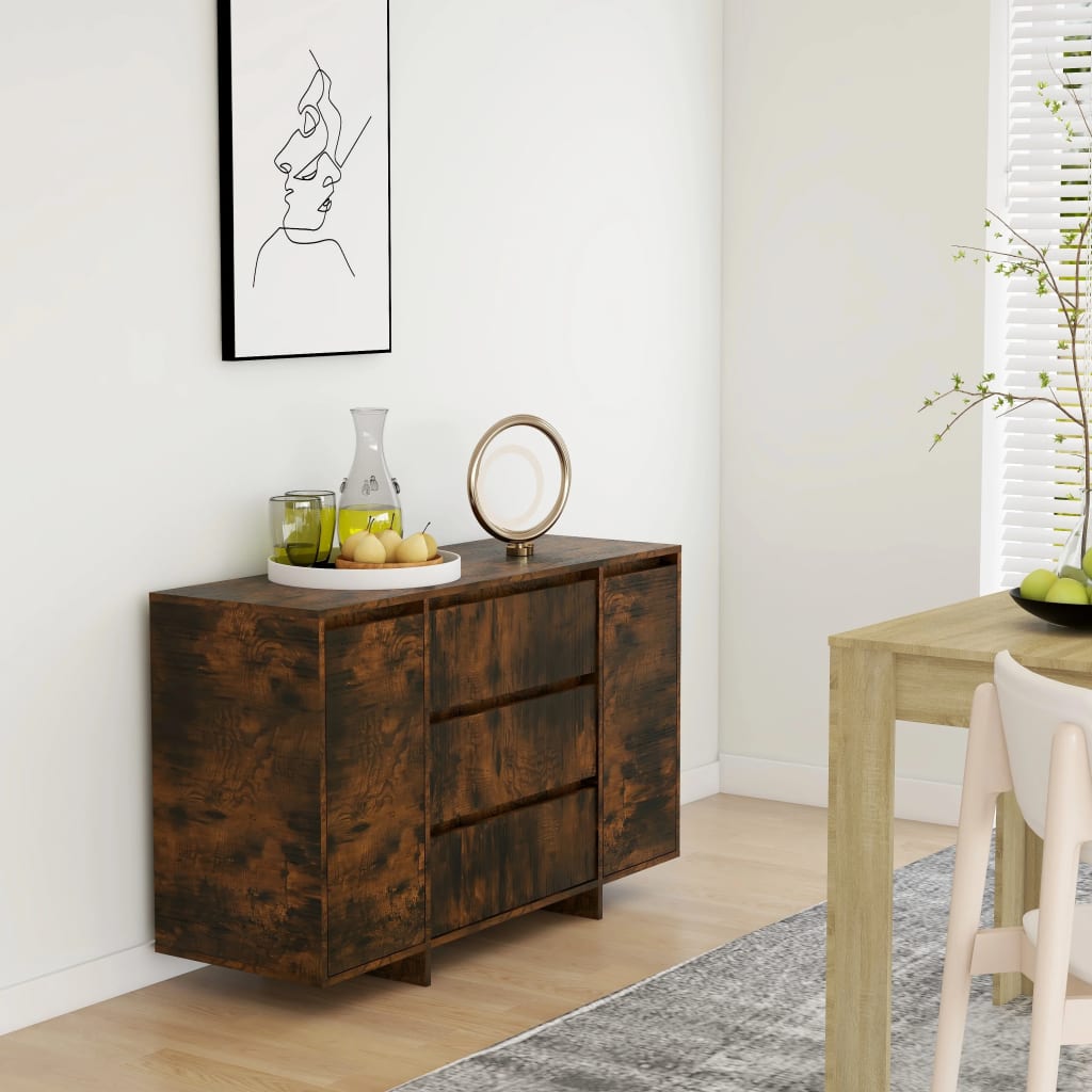 Buffet avec 3 tiroirs chêne fumé 120x41x75 cm bois d'ingénierie - XIOS