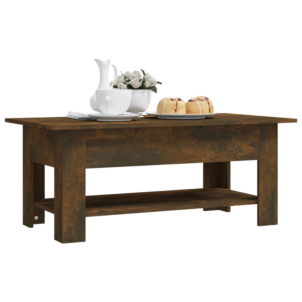 Table basse chêne fumé 102x55x42 cm bois d'ingénierie - XIOS