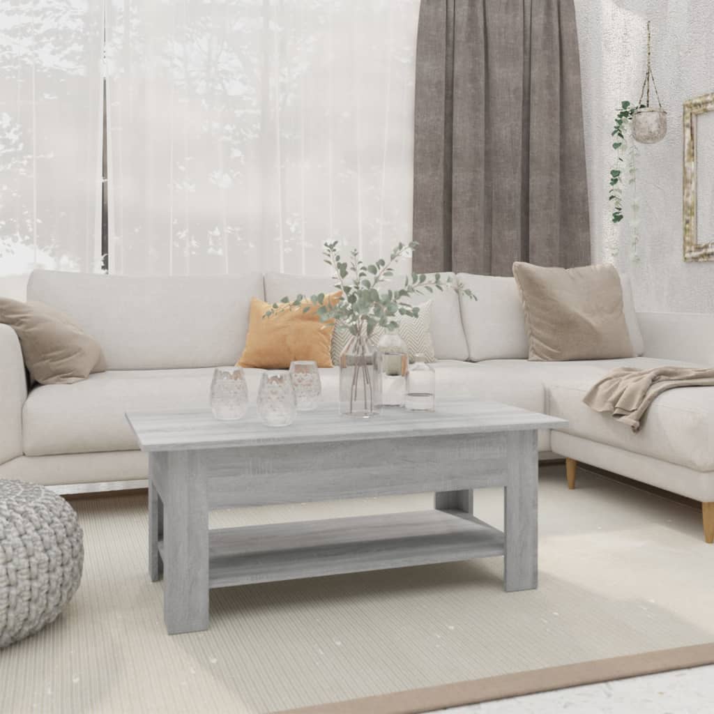 Table basse sonoma gris 102x55x42 cm bois d'ingénierie - XIOS