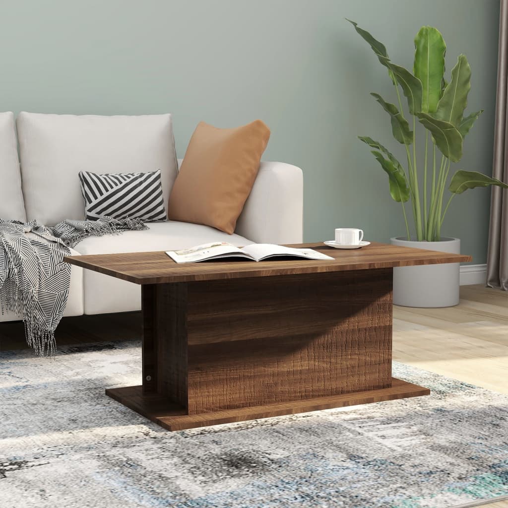 Table basse chêne marron 102x55,5x40 cm bois d'ingénierie - XIOS