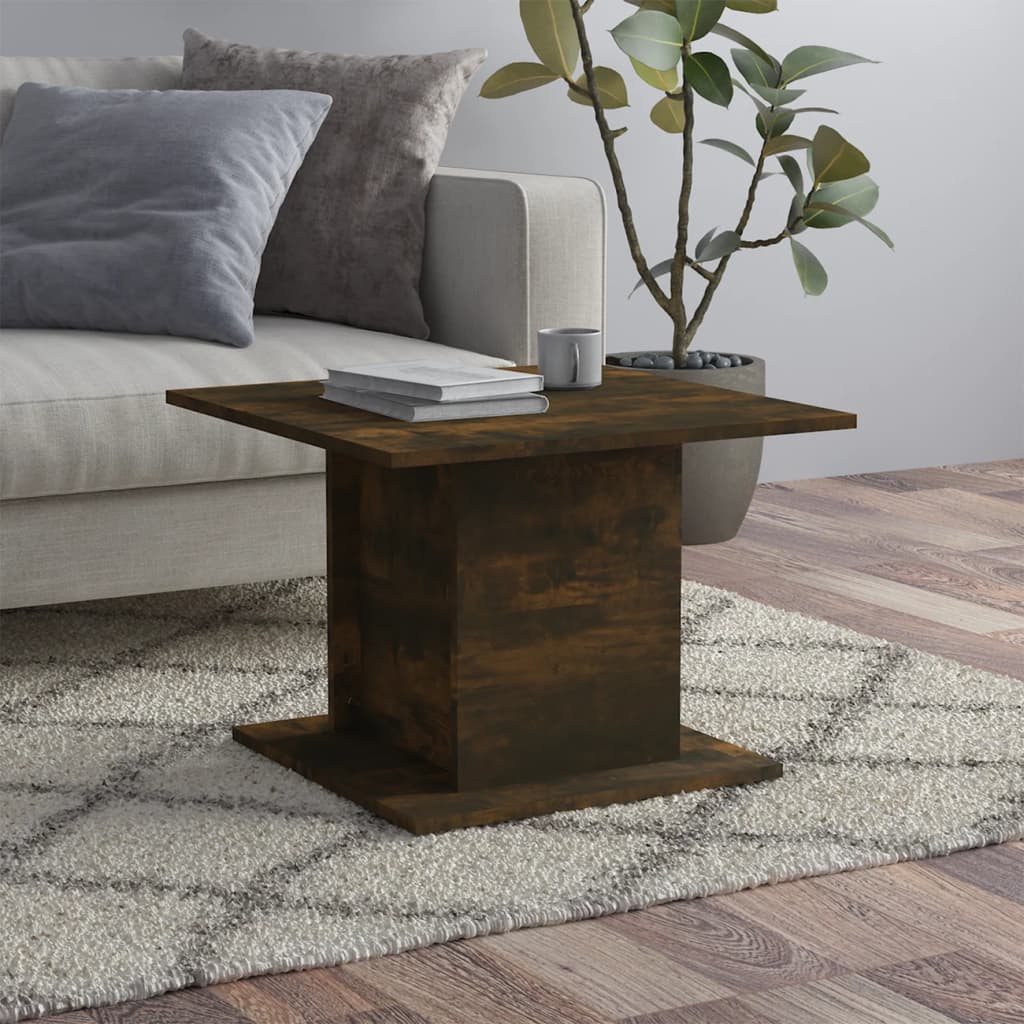 Table basse chêne fumé 55,5x55,5x40 cm bois d'ingénierie - XIOS
