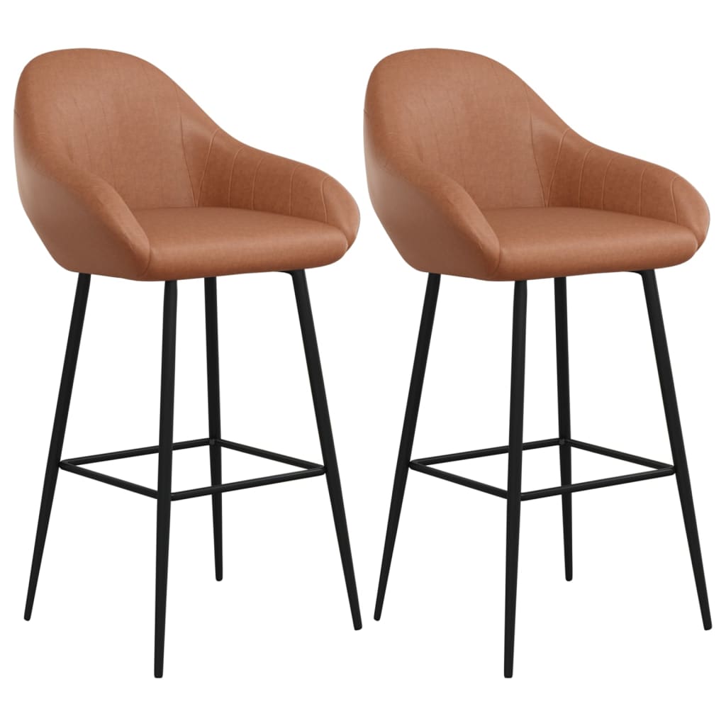 Tabourets de bar lot de 2 marron clair similicuir - XIOS