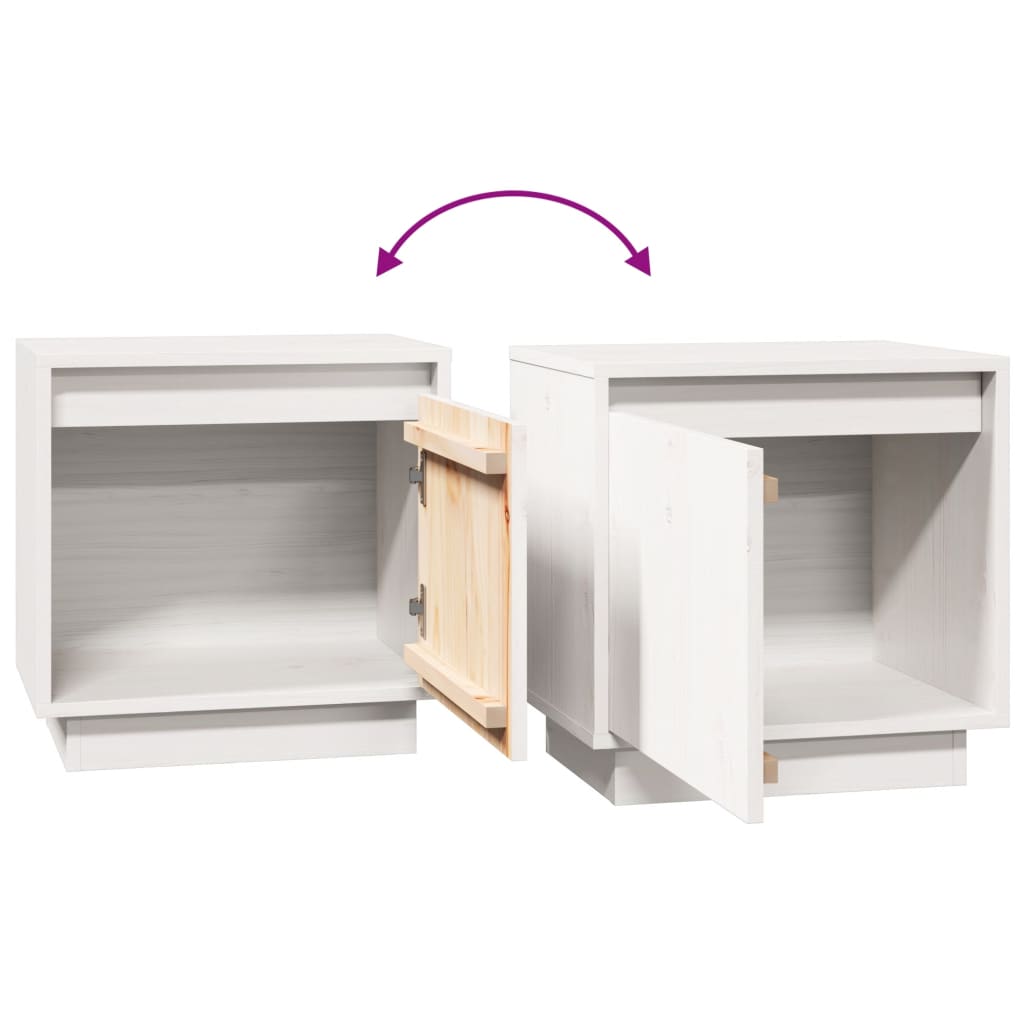 Table de chevet Blanc 40x30x40 cm Bois de pin solide - XIOS