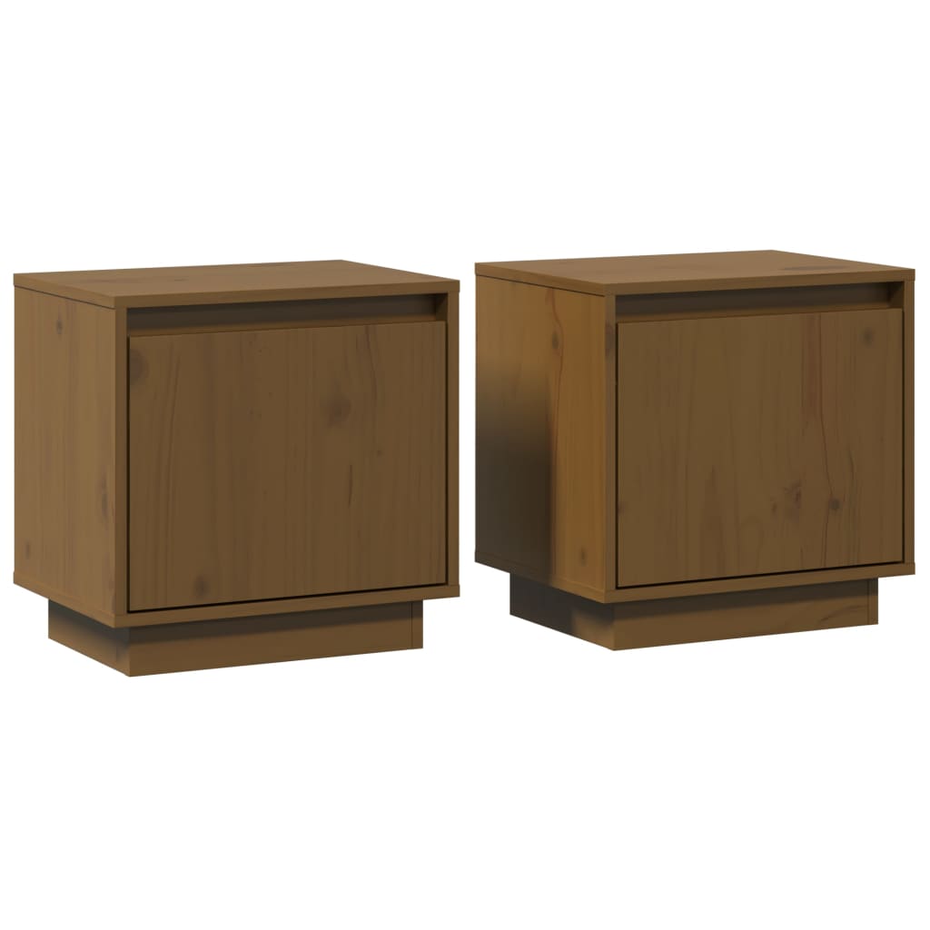 Tables de chevet 2pcs Marron miel 40x30x40cm Bois de pin solide - XIOS