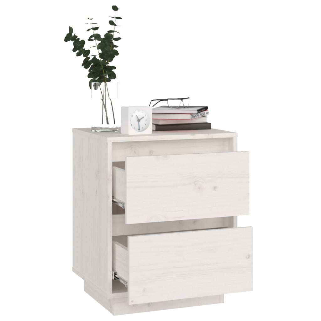 Table de chevet Blanc 40x35x50 cm Bois de pin solide - XIOS