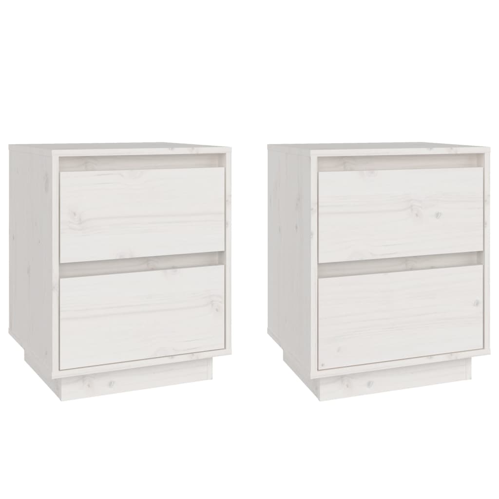 Tables de chevet 2 pcs Blanc 40x35x50 cm Bois de pin solide - XIOS