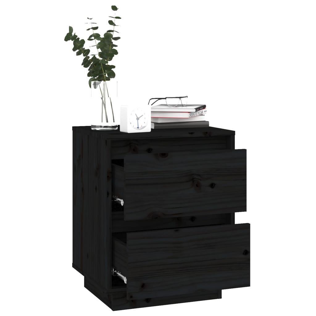 Tables de chevet 2 pcs Noir 40x35x50 cm Bois de pin solide - XIOS