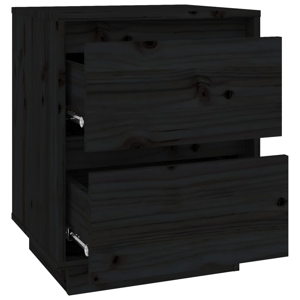 Tables de chevet 2 pcs Noir 40x35x50 cm Bois de pin solide - XIOS