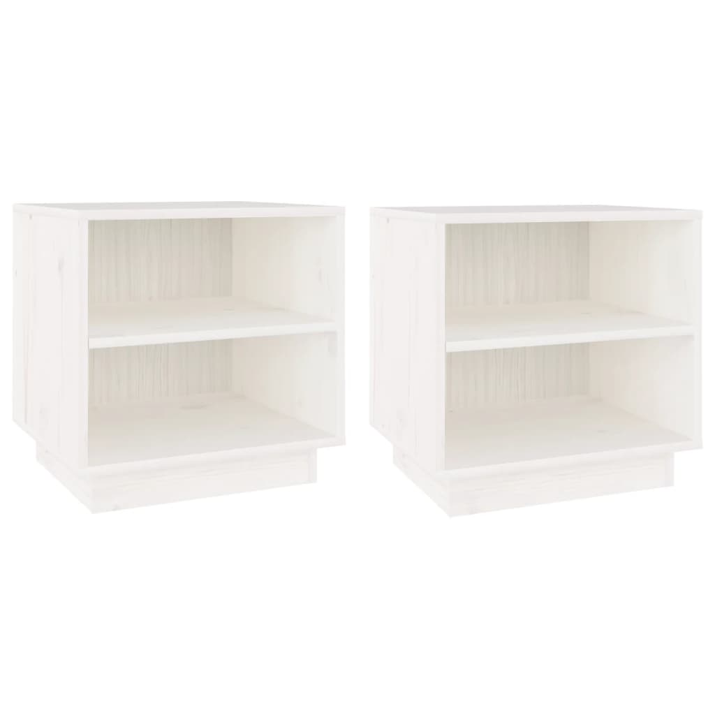 Tables de chevet 2 pcs Blanc 40x34x40 cm Bois de pin solide - XIOS