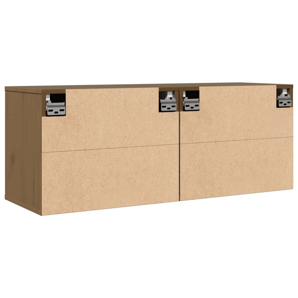 Armoires murales 2pcs Marron miel 45x30x35cm Bois de pin massif - XIOS