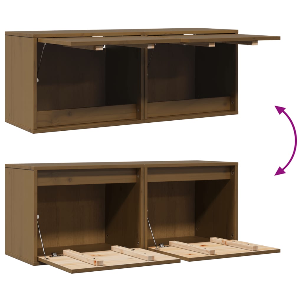 Armoires murales 2pcs Marron miel 45x30x35cm Bois de pin massif - XIOS