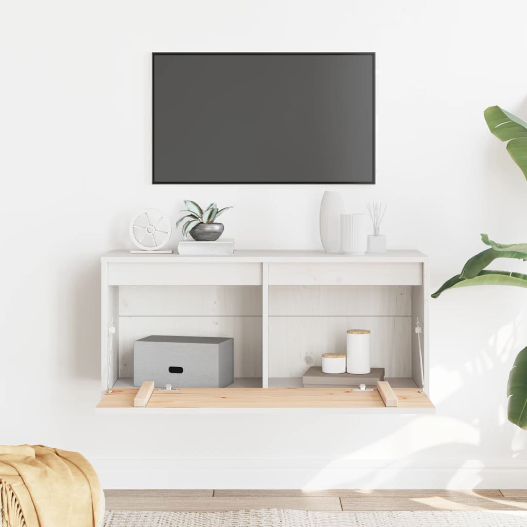 Armoire murale Blanc 80x30x35 cm Bois de pin massif - XIOS