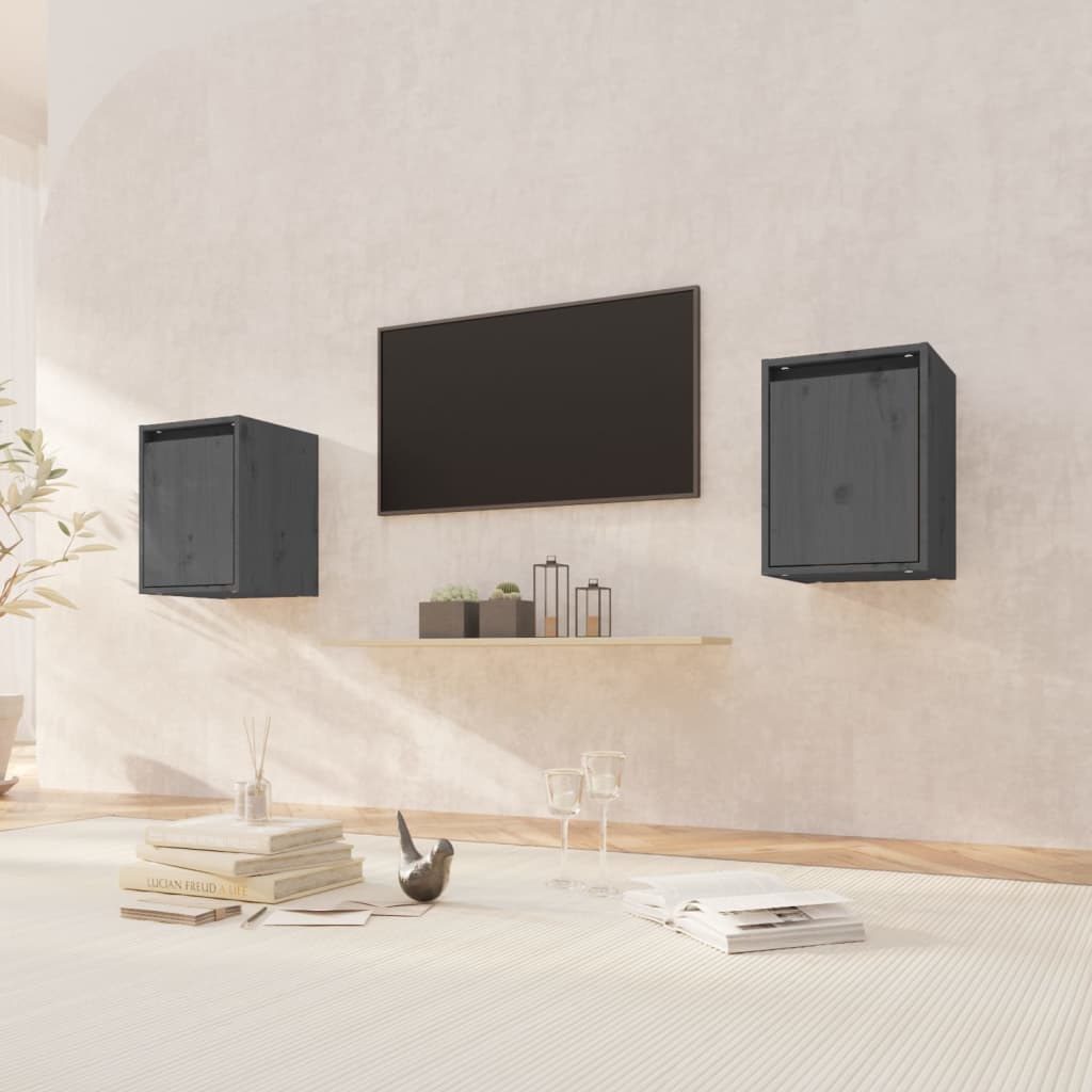 Armoires murales 2 pcs Gris 30x30x40 cm Bois de pin massif - XIOS