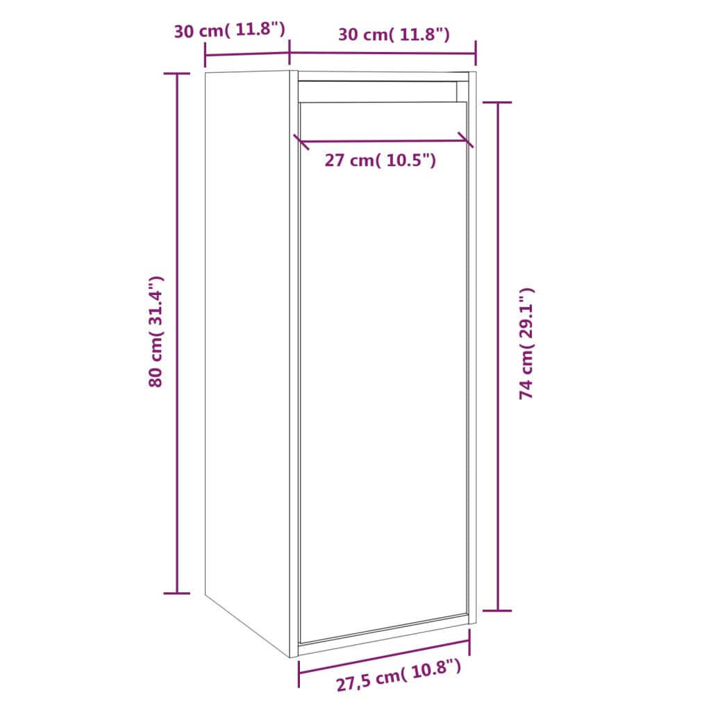 Armoire murale 30x30x80 cm Bois de pin massif - XIOS