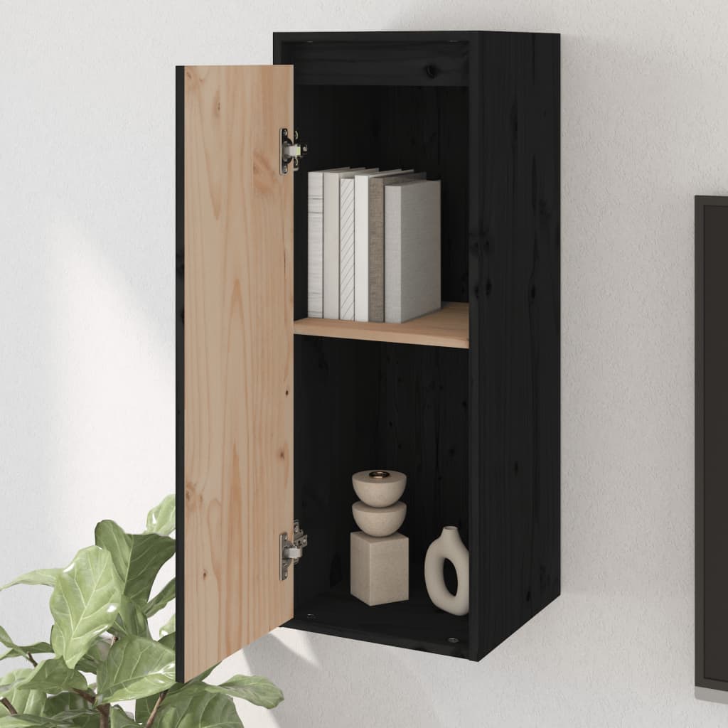 Armoire murale noir 30x30x80 cm Bois de pin massif - XIOS
