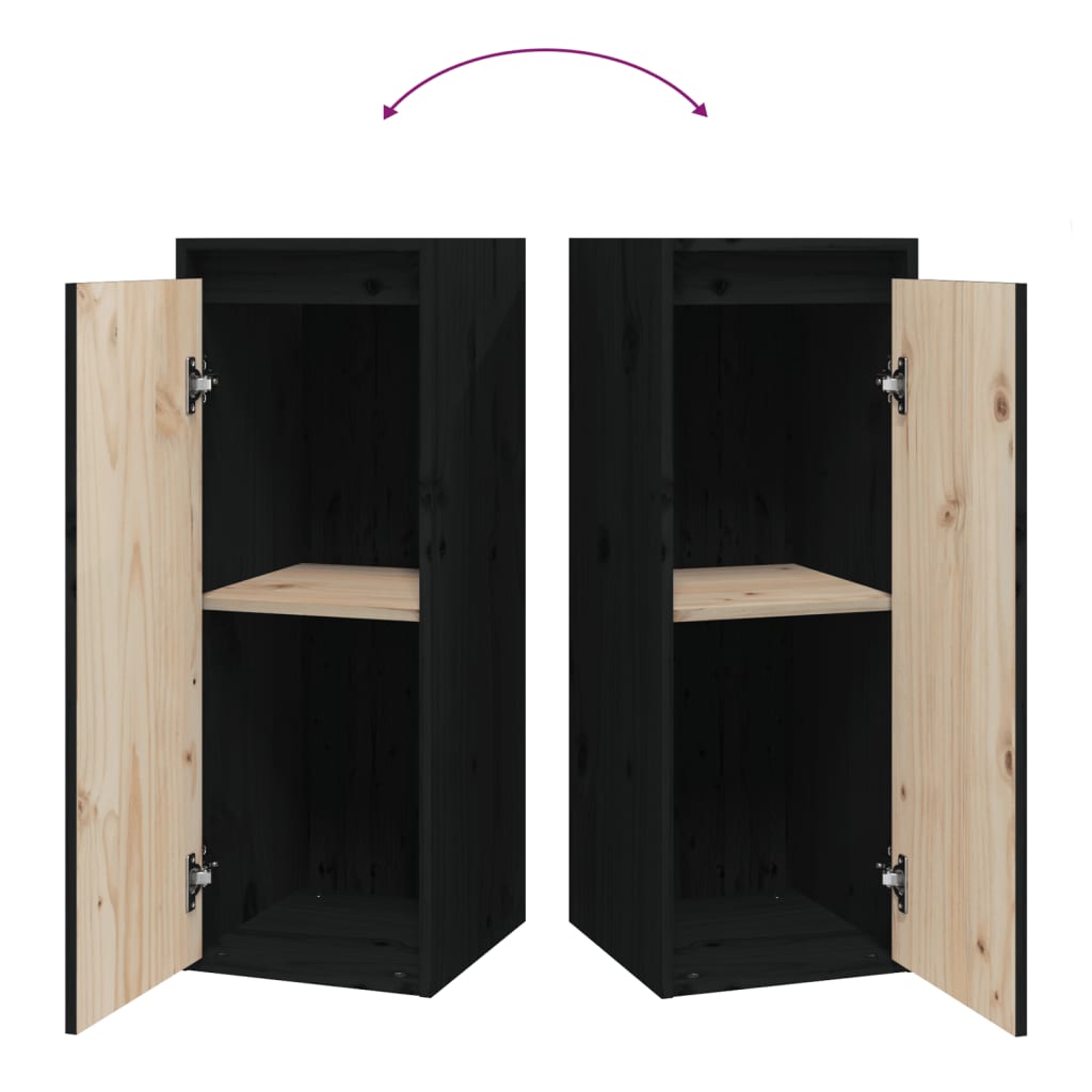 Armoire murale noir 30x30x80 cm Bois de pin massif - XIOS