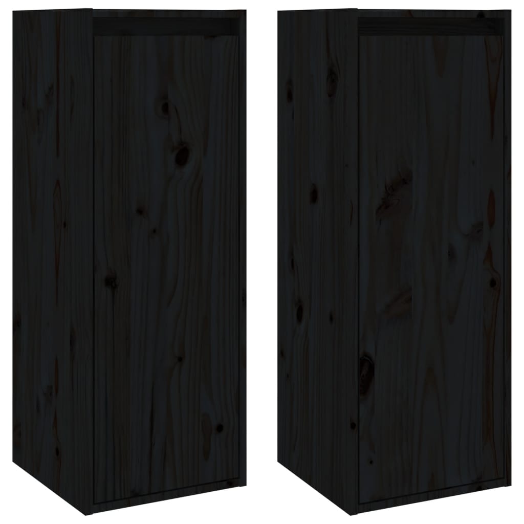Armoires murales 2 pcs Noir 30x30x80 cm Bois de pin massif - XIOS