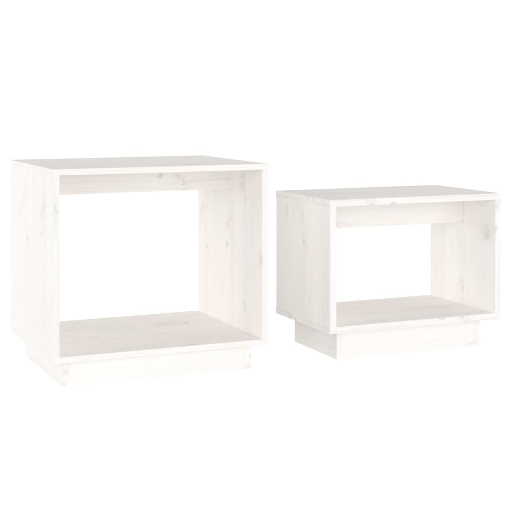 Tables basses gigognes 2 pcs Blanc Bois de pin massif - XIOS