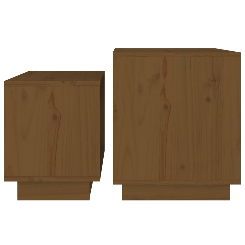 Tables basses gigognes 2 pcs Marron miel Bois de pin massif - XIOS