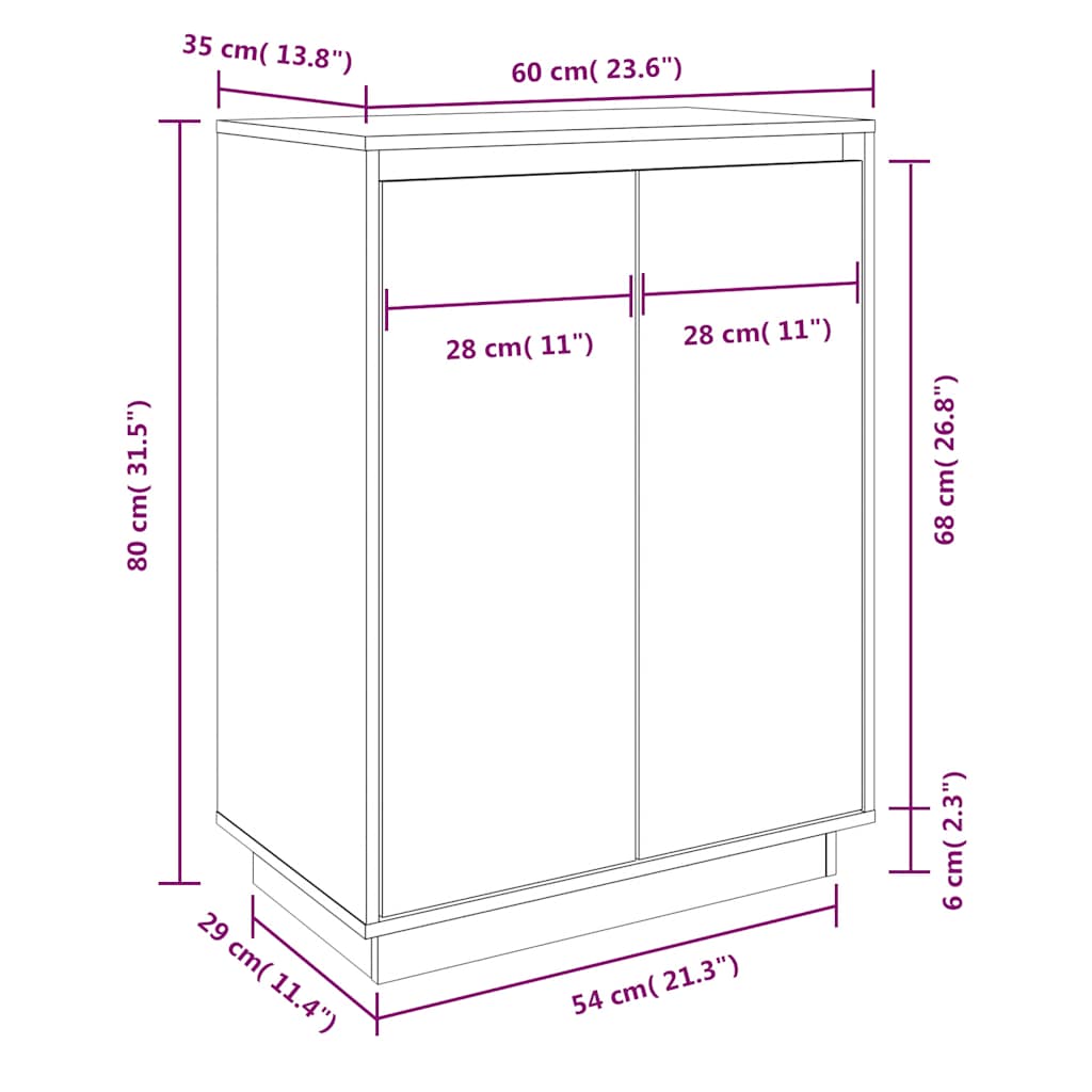 Armoire à chaussures 60x35x80 cm Bois de pin massif - XIOS