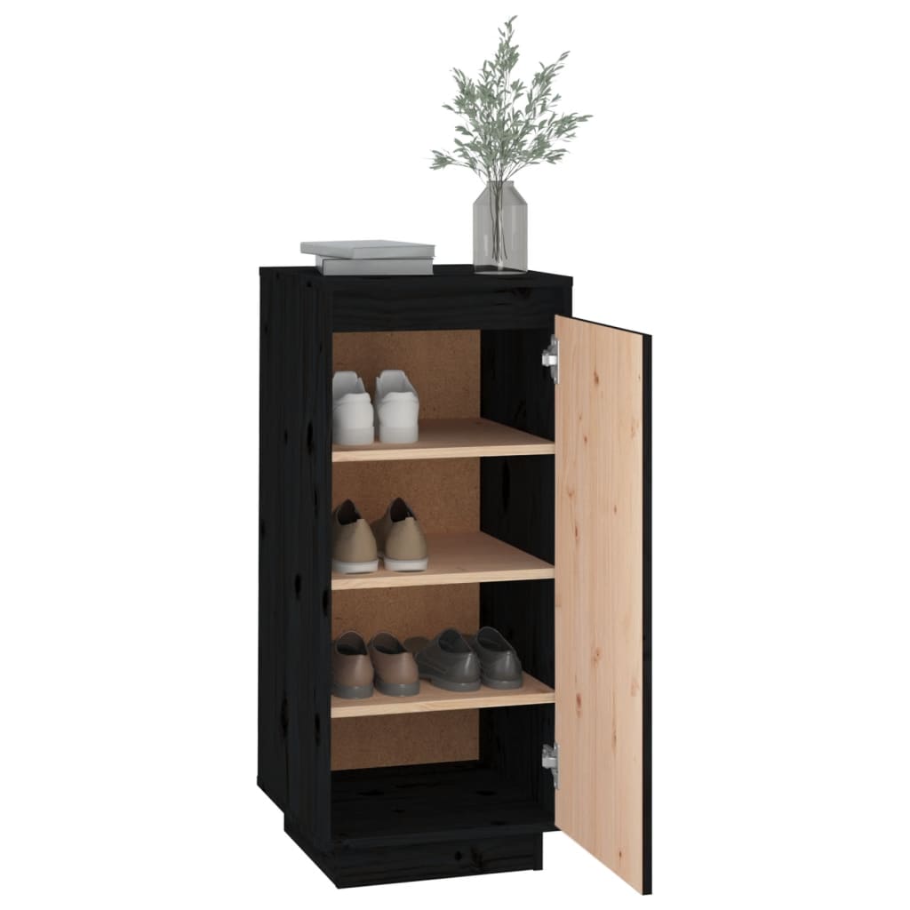 Armoire à chaussures Noir 35x35x80 cm Bois de pin massif - XIOS