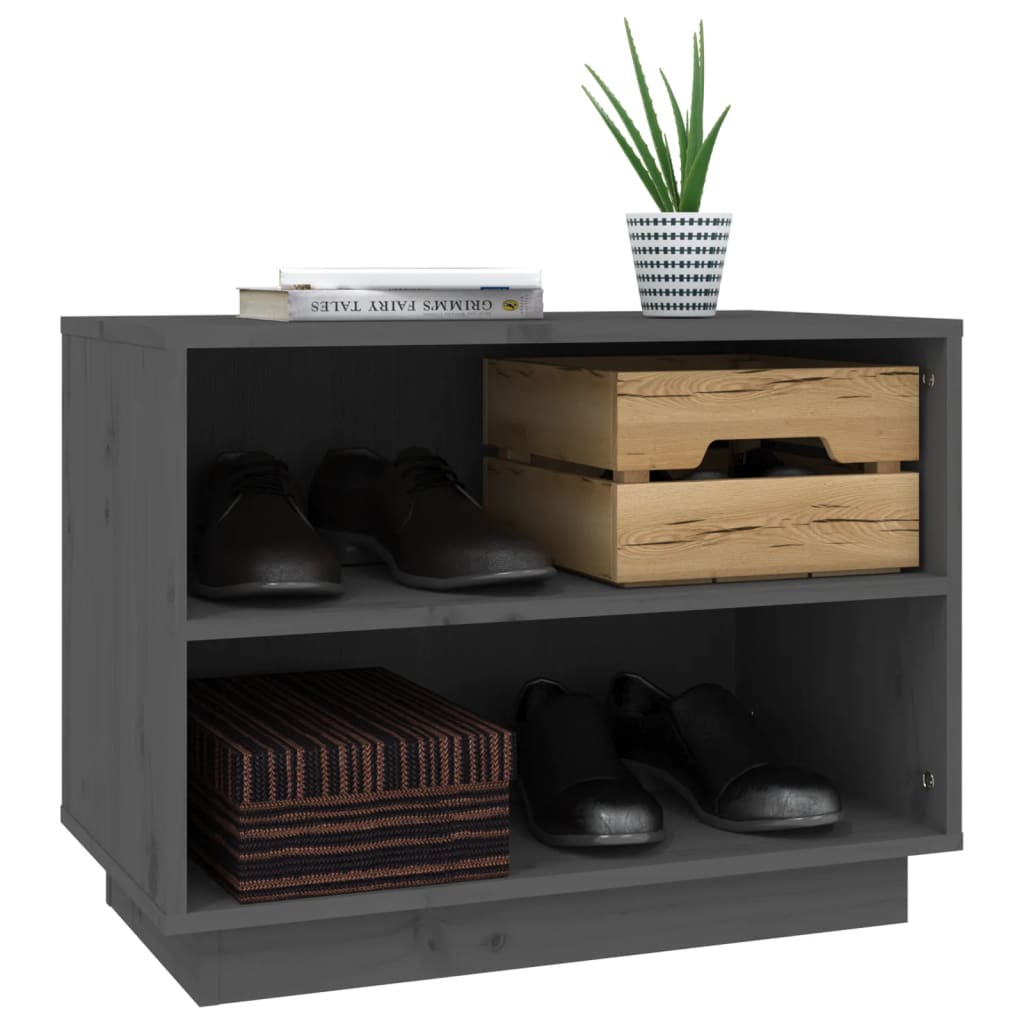 Armoire à chaussures Gris 60x34x45 cm Bois de pin massif - XIOS