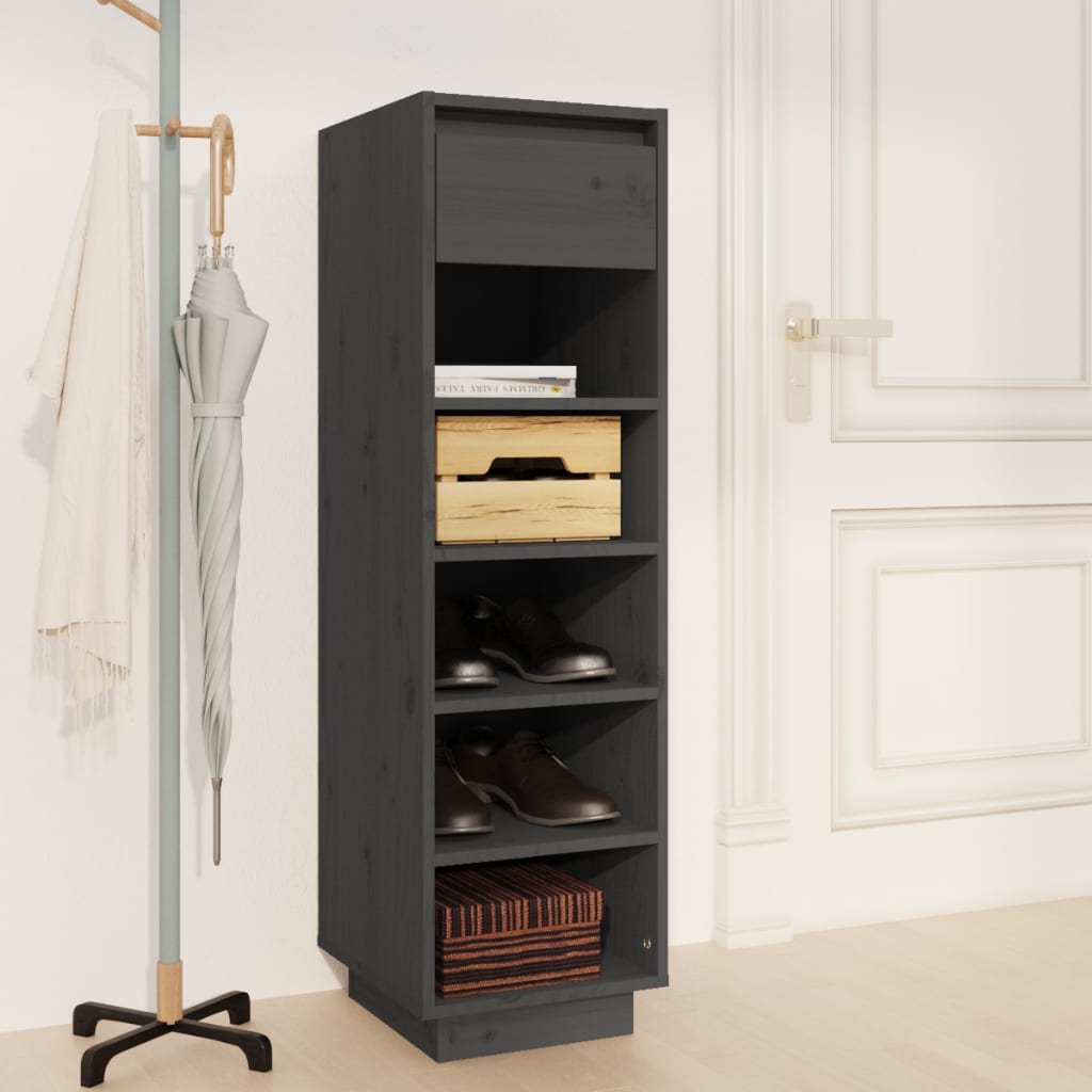 Armoire à chaussures gris 30x34x105 cm bois de pin massif - XIOS